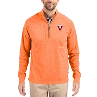 Women's Cutter & Buck  Heather Orange Virginia Tech Hokies Adapt Eco Knit Stretch Recycled DryTec Raglan Quarter-Zip Pullover