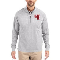 Women's Cutter & Buck  Heather Gray Western Kentucky Hilltoppers Adapt Eco Knit Stretch Recycled DryTec Raglan Quarter-Zip Pullover