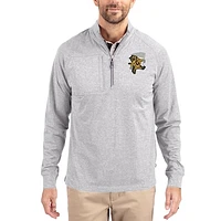 Women's Cutter & Buck Heather Grambling Tigers Adapt Eco Knit Stretch Recycled DryTec Raglan Quarter-Zip Pullover