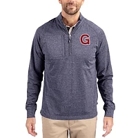 Women's Cutter & Buck  Heather Navy Gonzaga Bulldogs Adapt Eco Knit Stretch Recycled DryTec Raglan Quarter-Zip Pullover