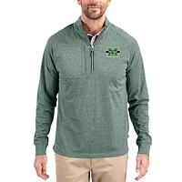 Women's Cutter & Buck Heather Marshall Thundering Herd Adapt Eco Knit Stretch Recycled DryTec Raglan Quarter-Zip Pullover