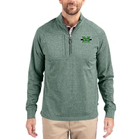 Women's Cutter & Buck Heather Marshall Thundering Herd Adapt Eco Knit Stretch Recycled DryTec Raglan Quarter-Zip Pullover