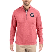 Women's Cutter & Buck Heather Gonzaga Bulldogs Adapt Eco Knit Stretch Recycled DryTec Raglan Quarter-Zip Pullover
