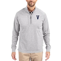Women's Cutter & Buck  Heather Gray Villanova Wildcats Adapt Eco Knit Stretch Recycled DryTec Raglan Quarter-Zip Pullover
