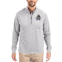 Women's Cutter & Buck  Heather Gray Utah State Aggies Adapt Eco Knit Stretch Recycled DryTec Raglan Quarter-Zip Pullover