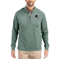 Women's Cutter & Buck  Heather Green Portland State Vikings Adapt Eco Knit Stretch Recycled DryTec Raglan Quarter-Zip Pullover