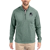 Women's Cutter & Buck  Heather Green Portland State Vikings Adapt Eco Knit Stretch Recycled DryTec Raglan Quarter-Zip Pullover