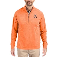 Women's Cutter & Buck Heather Virginia Cavaliers Adapt Eco Knit Stretch Recycled DryTec Raglan Quarter-Zip Pullover