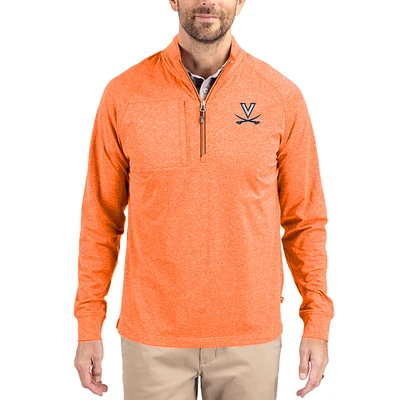 Women's Cutter & Buck Heather Virginia Cavaliers Adapt Eco Knit Stretch Recycled DryTec Raglan Quarter-Zip Pullover