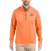 Women's Cutter & Buck Heather Virginia Cavaliers Adapt Eco Knit Stretch Recycled DryTec Raglan Quarter-Zip Pullover