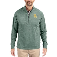 Women's Cutter & Buck Heather Baylor Bears Adapt Eco Knit Stretch Recycled DryTec Raglan Quarter-Zip Pullover