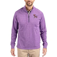 Women's Cutter & Buck Heather Clemson Tigers Adapt Eco Knit Stretch Recycled DryTec Raglan Quarter-Zip Pullover