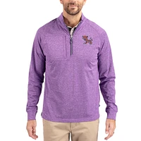 Women's Cutter & Buck Heather Clemson Tigers Adapt Eco Knit Stretch Recycled DryTec Raglan Quarter-Zip Pullover