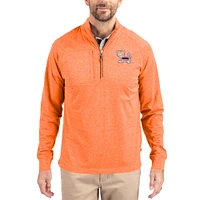 Women's Cutter & Buck Heather Clemson Tigers Adapt Eco Knit Stretch Recycled DryTec Raglan Quarter-Zip Pullover