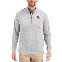Women's Cutter & Buck  Heather Gray Wake Forest Demon Deacons Adapt Eco Knit Stretch Recycled DryTec Raglan Quarter-Zip Pullover