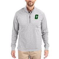Women's Cutter & Buck Heather Charlotte 49ers Adapt Eco Knit Stretch Recycled DryTec Raglan Quarter-Zip Pullover
