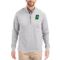 Women's Cutter & Buck Heather Charlotte 49ers Adapt Eco Knit Stretch Recycled DryTec Raglan Quarter-Zip Pullover