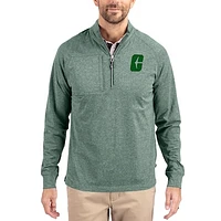 Women's Cutter & Buck Heather Charlotte 49ers Adapt Eco Knit Stretch Recycled DryTec Raglan Quarter-Zip Pullover