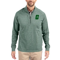 Women's Cutter & Buck Heather Charlotte 49ers Adapt Eco Knit Stretch Recycled DryTec Raglan Quarter-Zip Pullover