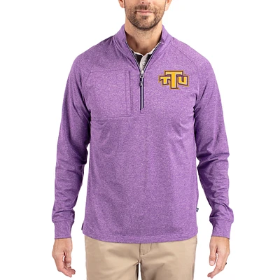Women's Cutter & Buck  Heather Purple Tennessee Tech Golden Eagles Adapt Eco Knit Stretch Recycled DryTec Raglan Quarter-Zip Pullover