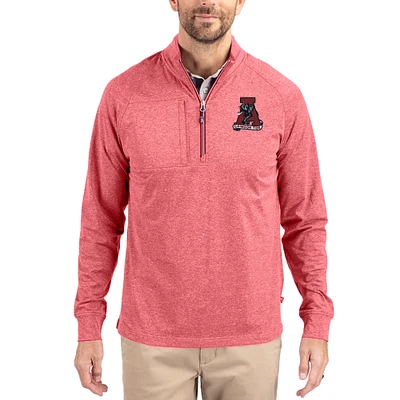Women's Cutter & Buck Heather Alabama Crimson Tide Adapt Eco Knit Stretch Recycled DryTec Raglan Quarter-Zip Pullover