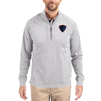 Women's Cutter & Buck Heather DePaul Blue Demons Adapt Eco Knit Stretch Recycled DryTec Raglan Quarter-Zip Pullover