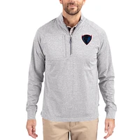 Women's Cutter & Buck Heather DePaul Blue Demons Adapt Eco Knit Stretch Recycled DryTec Raglan Quarter-Zip Pullover