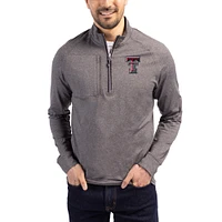 Women's Cutter & Buck Heather Texas Tech Red Raiders Adapt Eco Knit Stretch Recycled DryTec Raglan Quarter-Zip Pullover