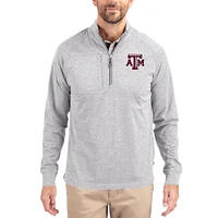 Women's Cutter & Buck  Heather Gray Texas A&M Aggies Adapt Eco Knit Stretch Recycled DryTec Raglan Quarter-Zip Pullover