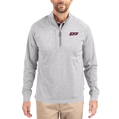 Women's Cutter & Buck Heather Eastern Kentucky Colonels Adapt Eco Knit Stretch Recycled DryTec Raglan Quarter-Zip Pullover