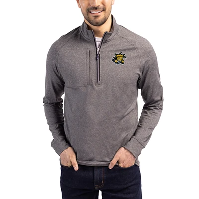 Women's Cutter & Buck Heather Wichita State Shockers Adapt Eco Knit Stretch Recycled DryTec Raglan Quarter-Zip Pullover
