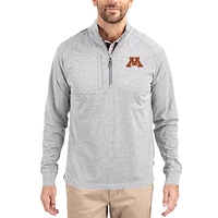 Women's Cutter & Buck  Heather Gray Minnesota Golden Gophers Adapt Eco Knit Stretch Recycled DryTec Raglan Quarter-Zip Pullover