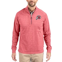 Women's Cutter & Buck Heather Utah Utes Adapt Eco Knit Stretch Recycled DryTec Raglan Quarter-Zip Pullover