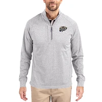 Women's Cutter & Buck  Heather Gray UTEP Miners Adapt Eco Knit Stretch Recycled DryTec Raglan Quarter-Zip Pullover