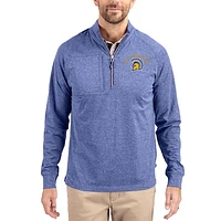 Women's Cutter & Buck Heather San Jose State Spartans Adapt Eco Knit Stretch Recycled DryTec Raglan Quarter-Zip Pullover
