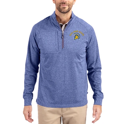 Women's Cutter & Buck Heather San Jose State Spartans Adapt Eco Knit Stretch Recycled DryTec Raglan Quarter-Zip Pullover