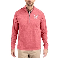Women's Cutter & Buck  Heather Red Eastern Washington Eagles Adapt Eco Knit Stretch Recycled DryTec Raglan Quarter-Zip Pullover
