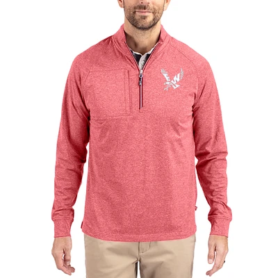 Women's Cutter & Buck  Heather Red Eastern Washington Eagles Adapt Eco Knit Stretch Recycled DryTec Raglan Quarter-Zip Pullover