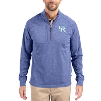 Women's Cutter & Buck Heather Kentucky Wildcats Adapt Eco Knit Stretch Recycled DryTec Raglan Quarter-Zip Pullover
