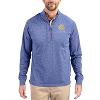 Women's Cutter & Buck Heather Albany State Golden Rams Adapt Eco Knit Stretch Recycled DryTec Raglan Quarter-Zip Pullover