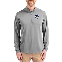 Men's Cutter & Buck Gray UConn Huskies Virtue DryTec Quarter-Zip Pullover