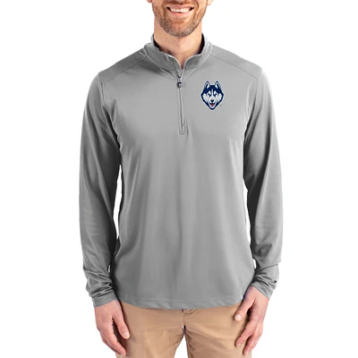Men's Cutter & Buck Gray UConn Huskies Virtue DryTec Quarter-Zip Pullover