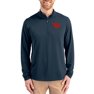 Men's Cutter & Buck  Navy Dayton Flyers Virtue DryTec Quarter-Zip Pullover
