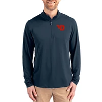 Men's Cutter & Buck  Navy Dayton Flyers Virtue DryTec Quarter-Zip Pullover
