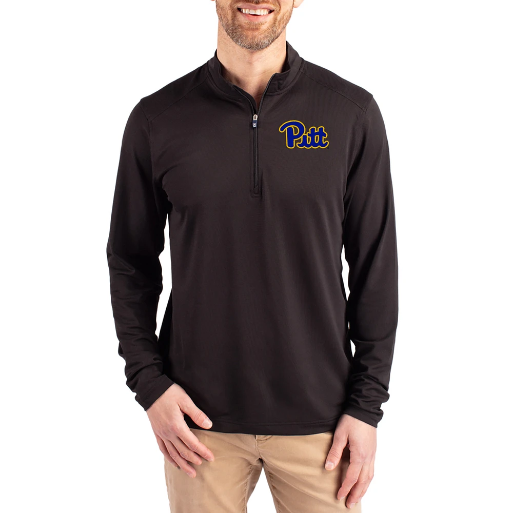 Men's Cutter & Buck Black Pitt Panthers Virtue DryTec Quarter-Zip Pullover