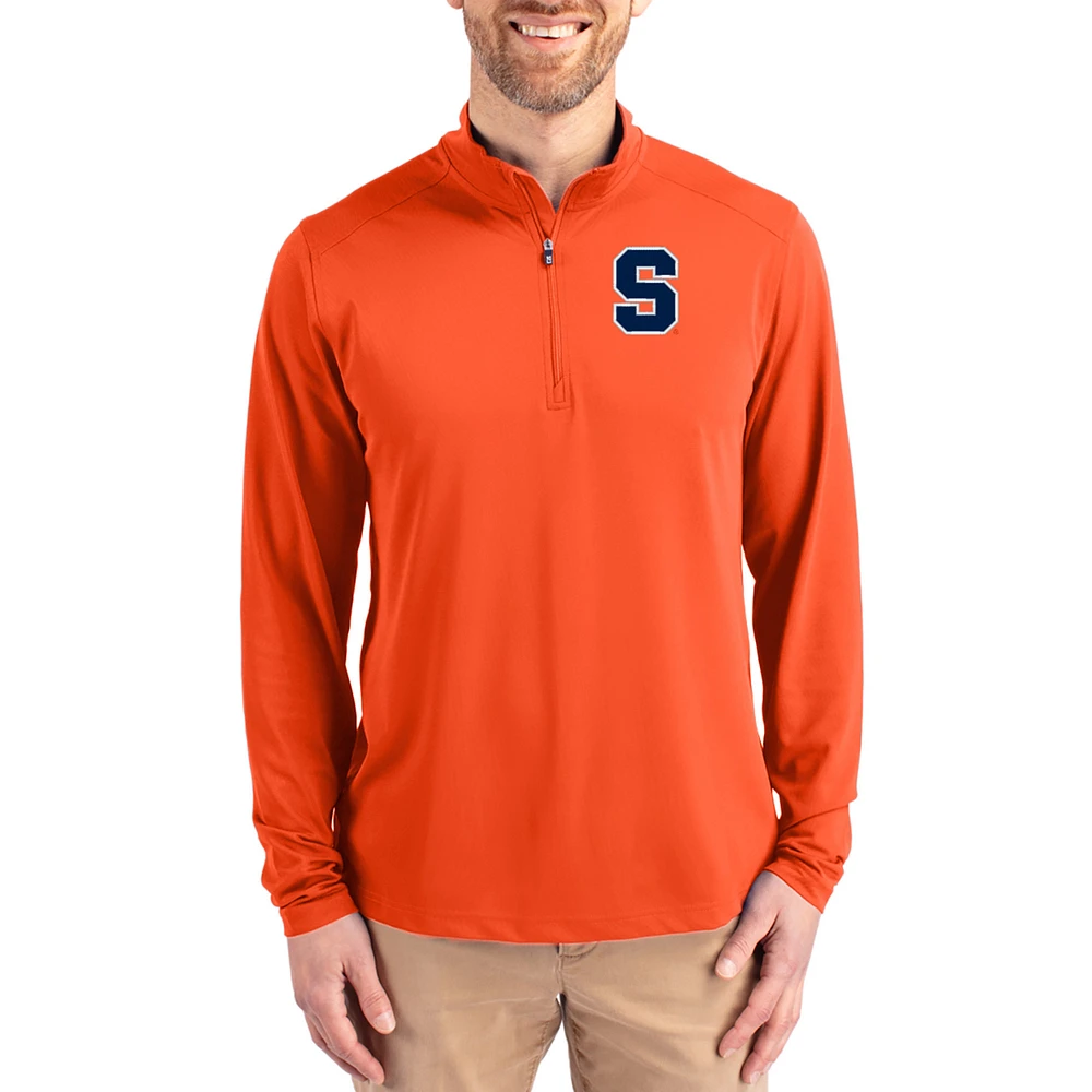 Men's Cutter & Buck Orange Syracuse Virtue DryTec Quarter-Zip Pullover