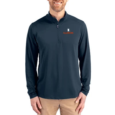 Men's Cutter & Buck  Navy Illinois Fighting Illini Virtue DryTec Quarter-Zip Pullover