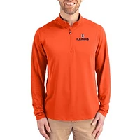 Men's Cutter & Buck  Orange Illinois Fighting Illini Virtue DryTec Quarter-Zip Pullover