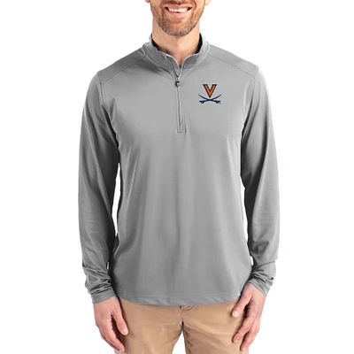 Men's Cutter & Buck  Gray Virginia Cavaliers Virtue DryTec Quarter-Zip Pullover