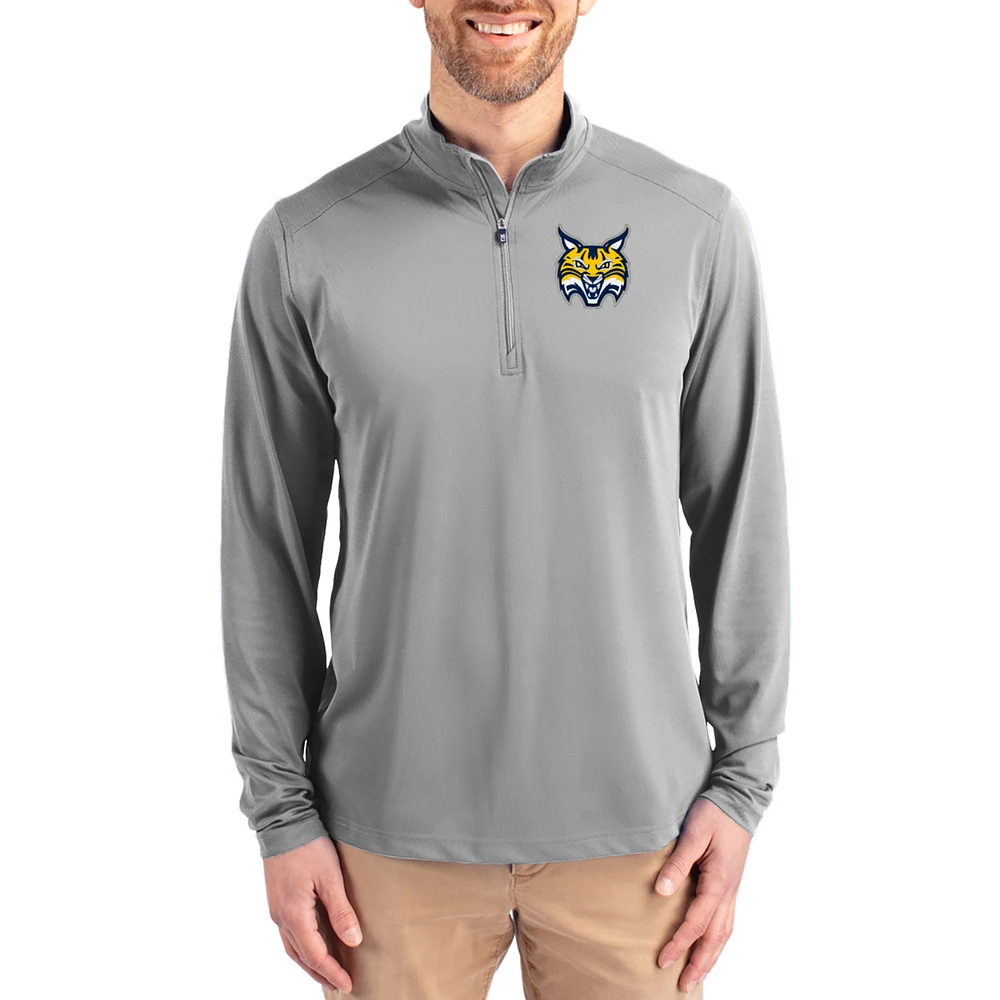Men's Cutter & Buck Gray Quinnipiac Bobcats Virtue DryTec Quarter-Zip Pullover